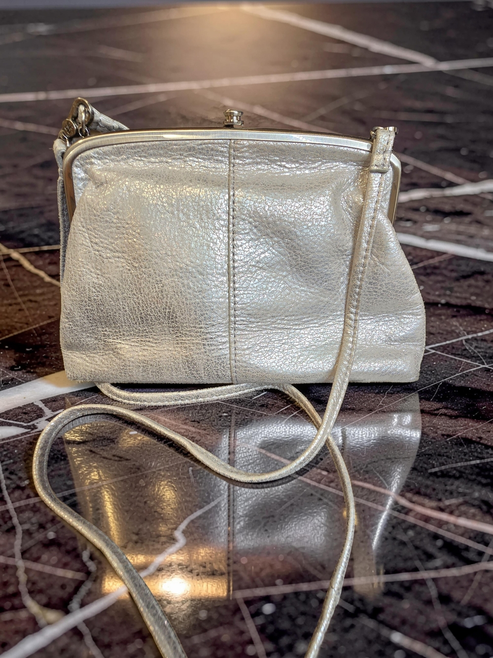 HOBO Lana Leather Convertible Crossbody Bag NWT Metallic Shimmer
